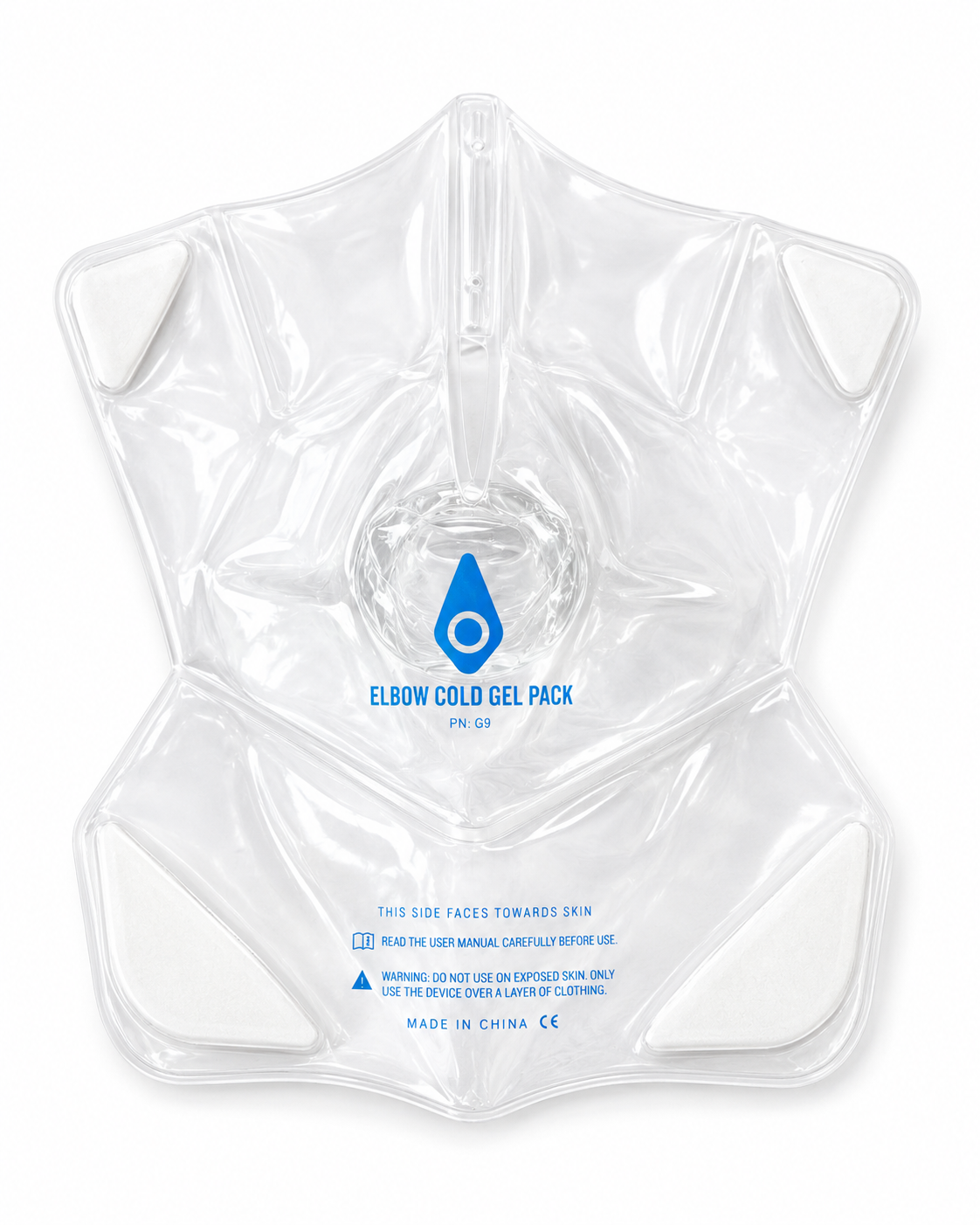 Elbow cold gel pack with brand logo on a white background