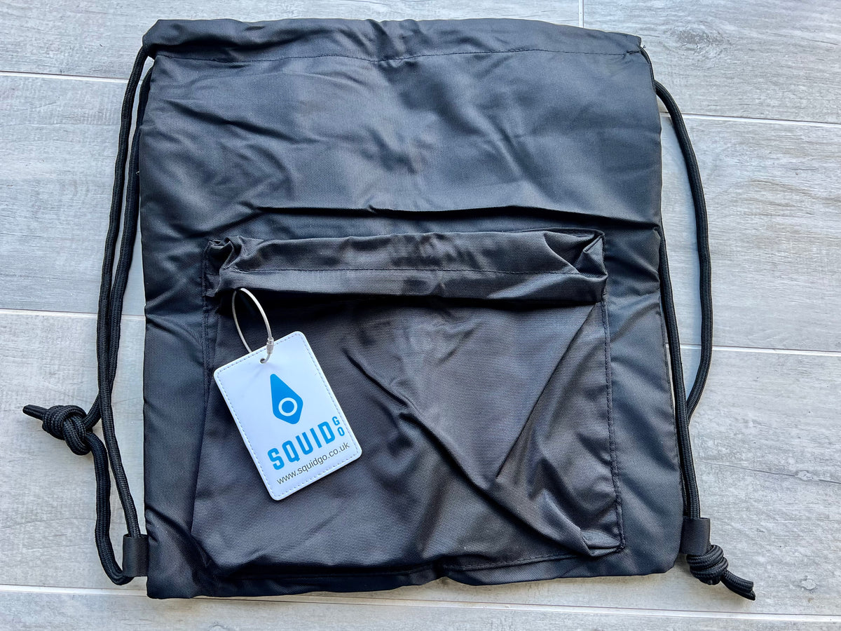 Drawstring Insulated Cool/Carry Bag + Luggage Tag - Organise your Squid Go System. Keeps frozen gel packs cold much longer, outside freezer.