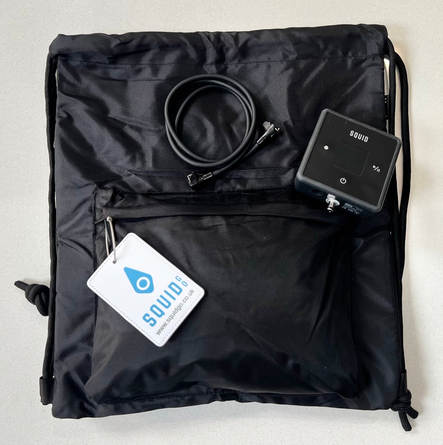 Drawstring Insulated Cool/Carry Bag + Luggage Tag - Organise your Squid Go System. Keeps frozen gel packs cold much longer, outside freezer.