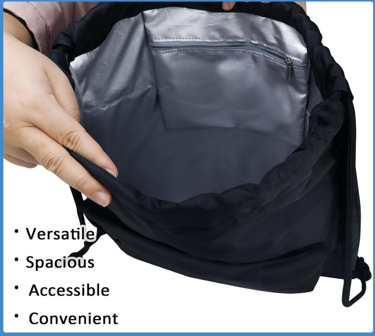 Drawstring Insulated Cool/Carry Bag + Luggage Tag - Organise your Squid Go System. Keeps frozen gel packs cold much longer, outside freezer.